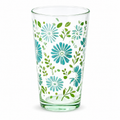 Meadow Blooms Teal Floral Glass Tumbler