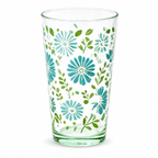 Meadow Blooms Teal Floral Glass Tumbler
