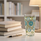 Meadow Blooms Teal Floral Glass Tumbler