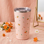 Chako Pastel Pink Floral Stainless Steel Travel Tumbler