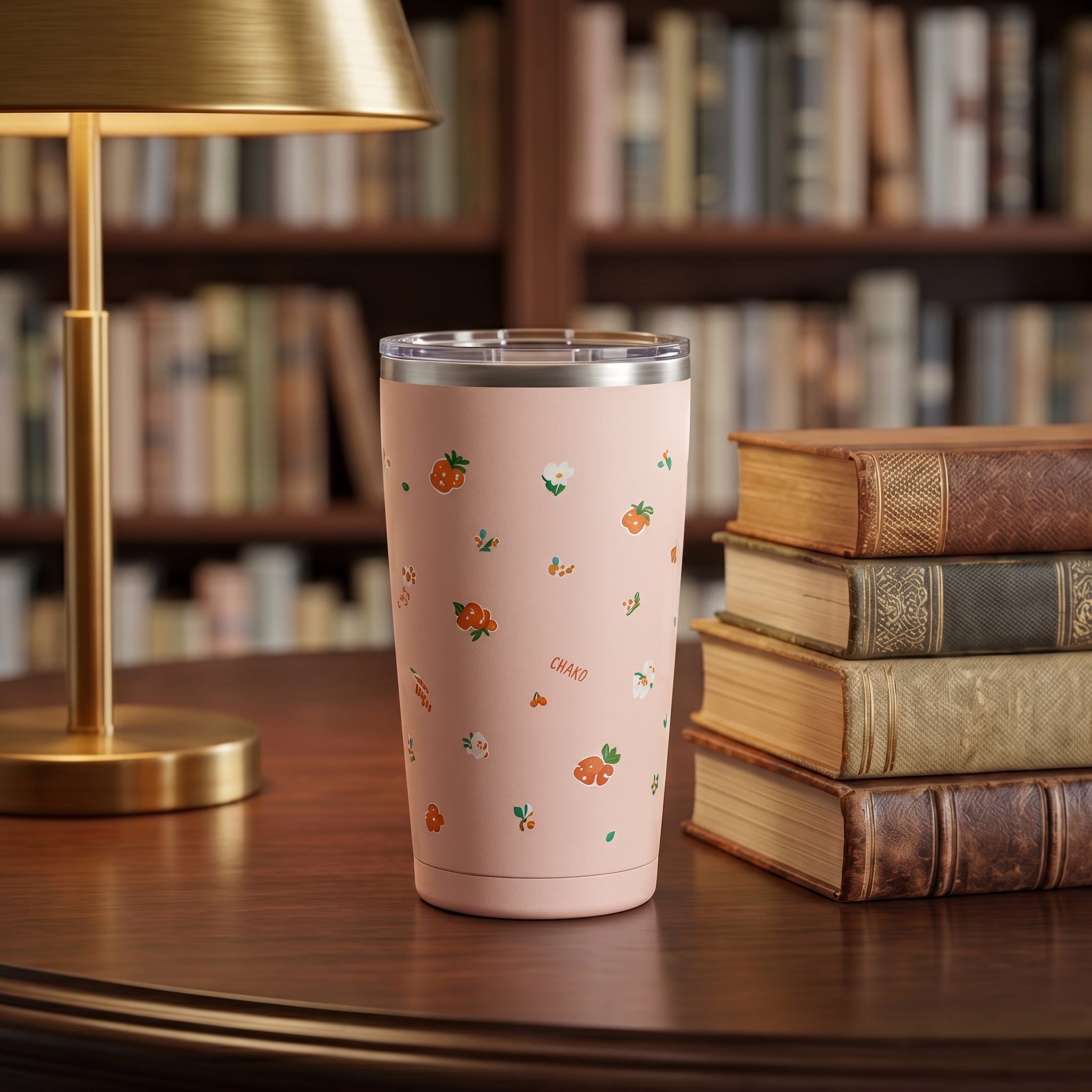 Chako Pastel Pink Floral Stainless Steel Travel Tumbler