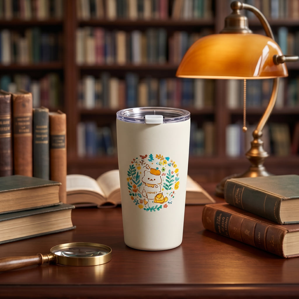 Woodland Meadow Bear Stainless Steel Travel Tumbler