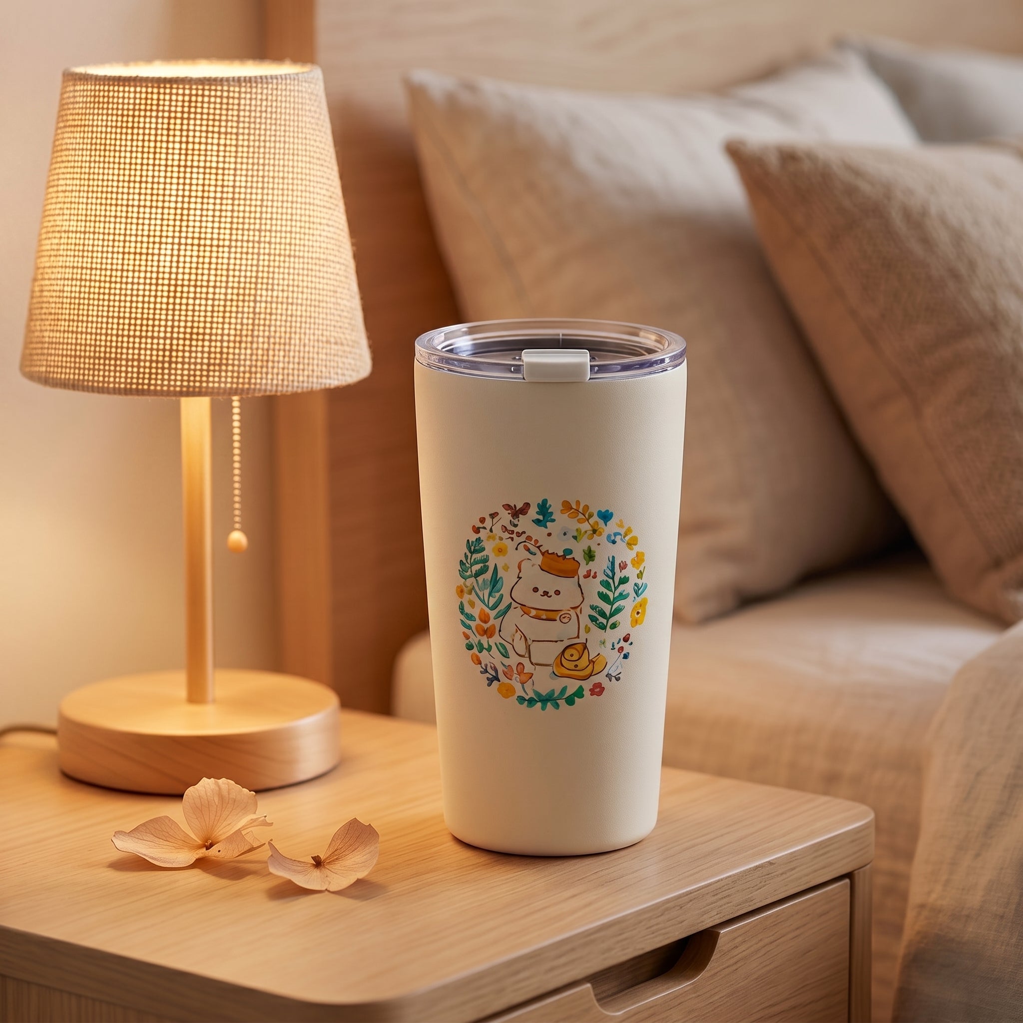 Woodland Meadow Bear Stainless Steel Travel Tumbler