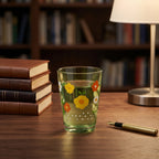 Retro Meadow Green Floral Glass Tumbler