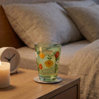 Retro Meadow Green Floral Glass Tumbler