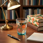 Retro Blossoms Teal Base Glass Tumbler