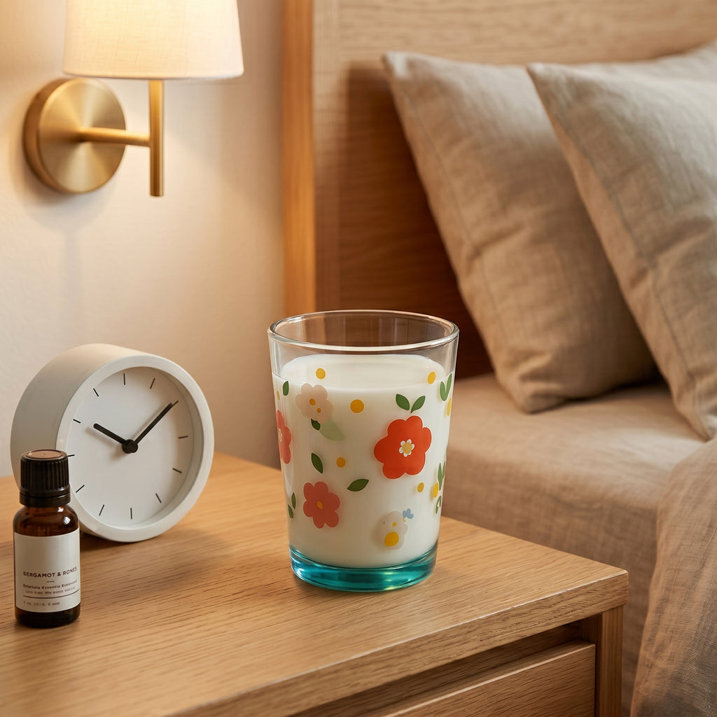 Retro Blossoms Teal Base Glass Tumbler