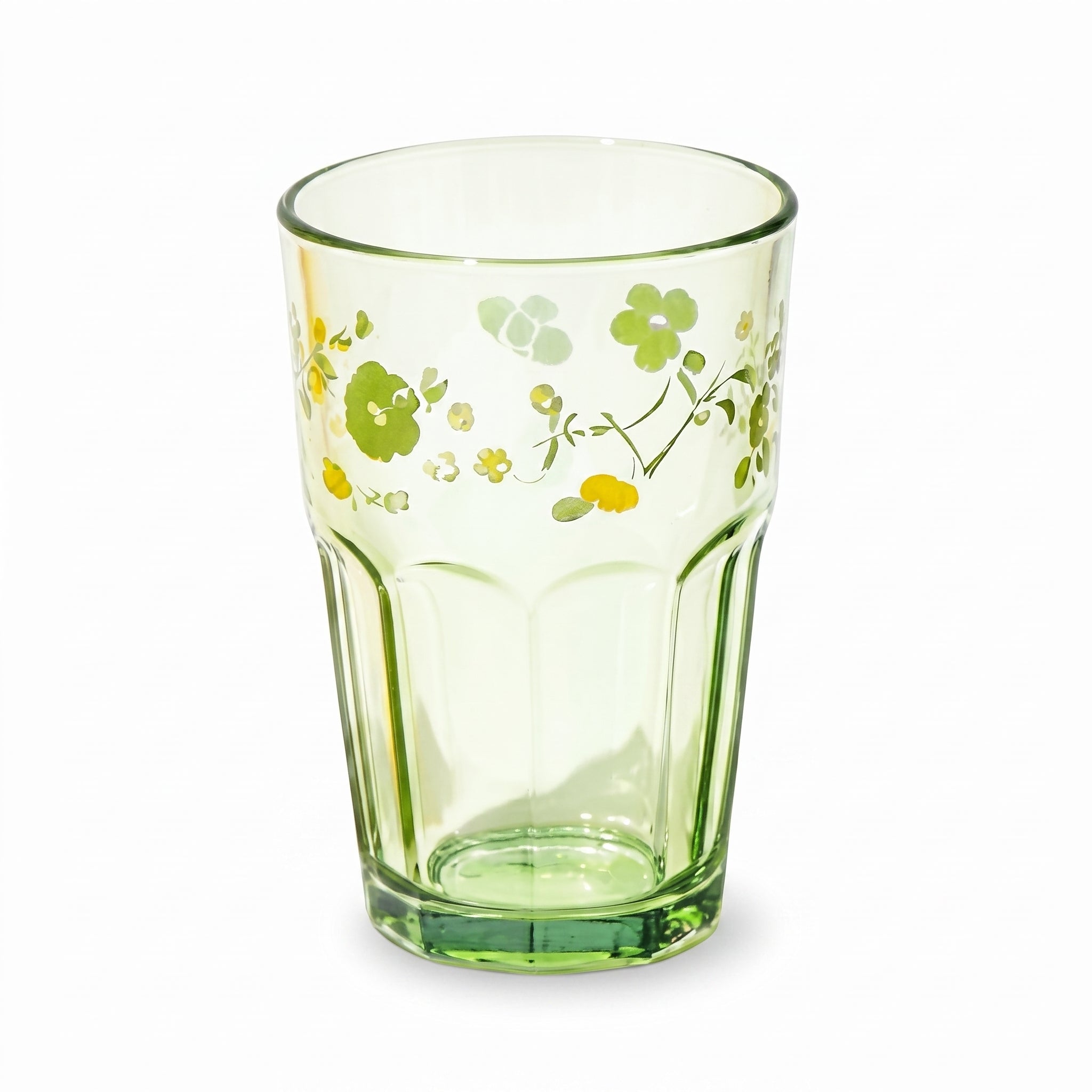 Vintage Meadow Green Paneled Glass Tumbler