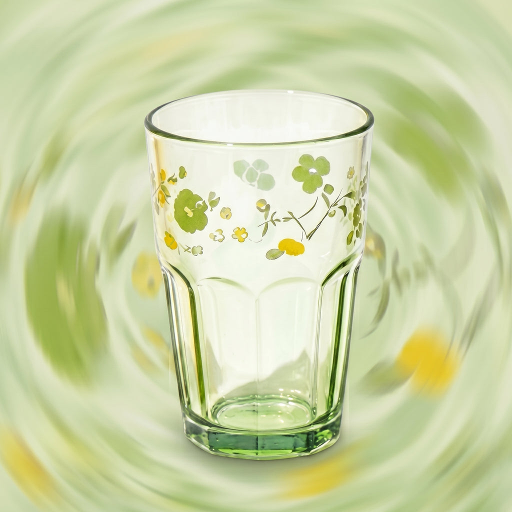 Vintage Meadow Green Paneled Glass Tumbler