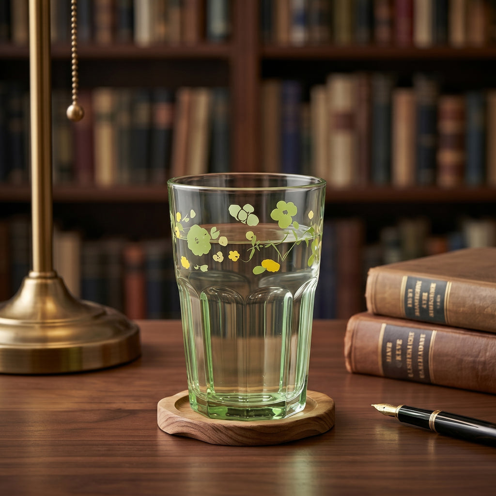 Vintage Meadow Green Paneled Glass Tumbler