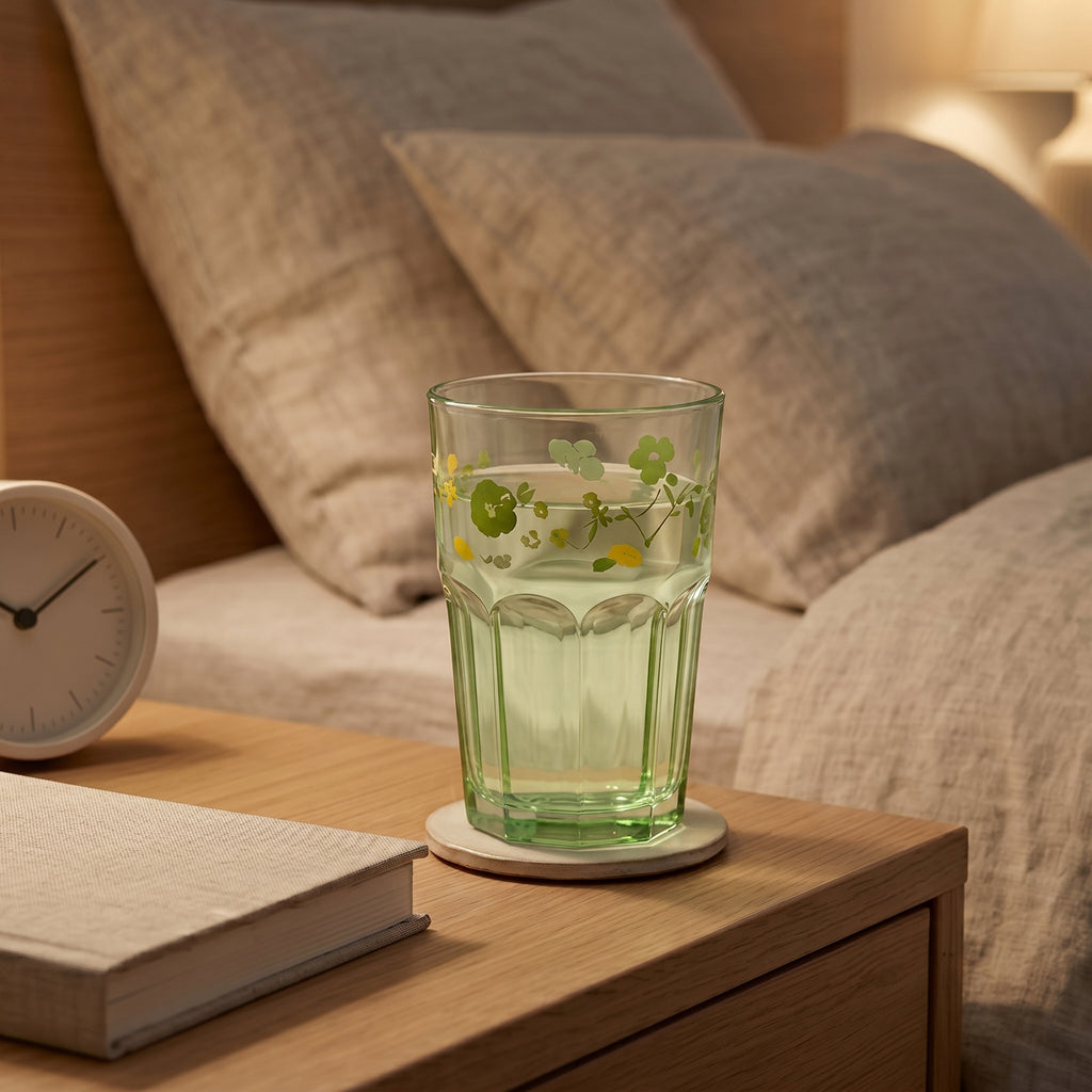Vintage Meadow Green Paneled Glass Tumbler