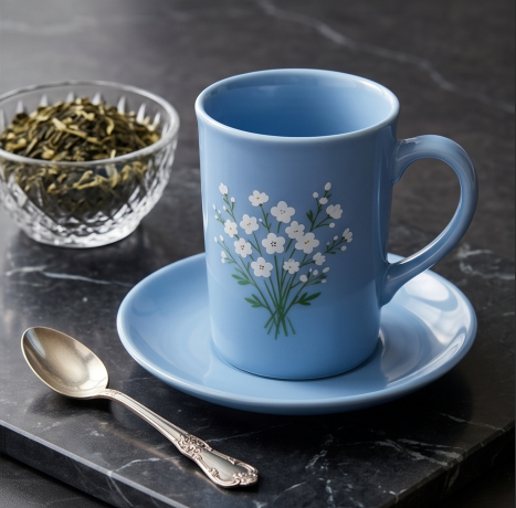 Morning Meadow Blue Floral Ceramic Mug