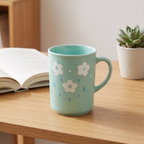 Mint Spring Blossom and Raindrop Ceramic Mug