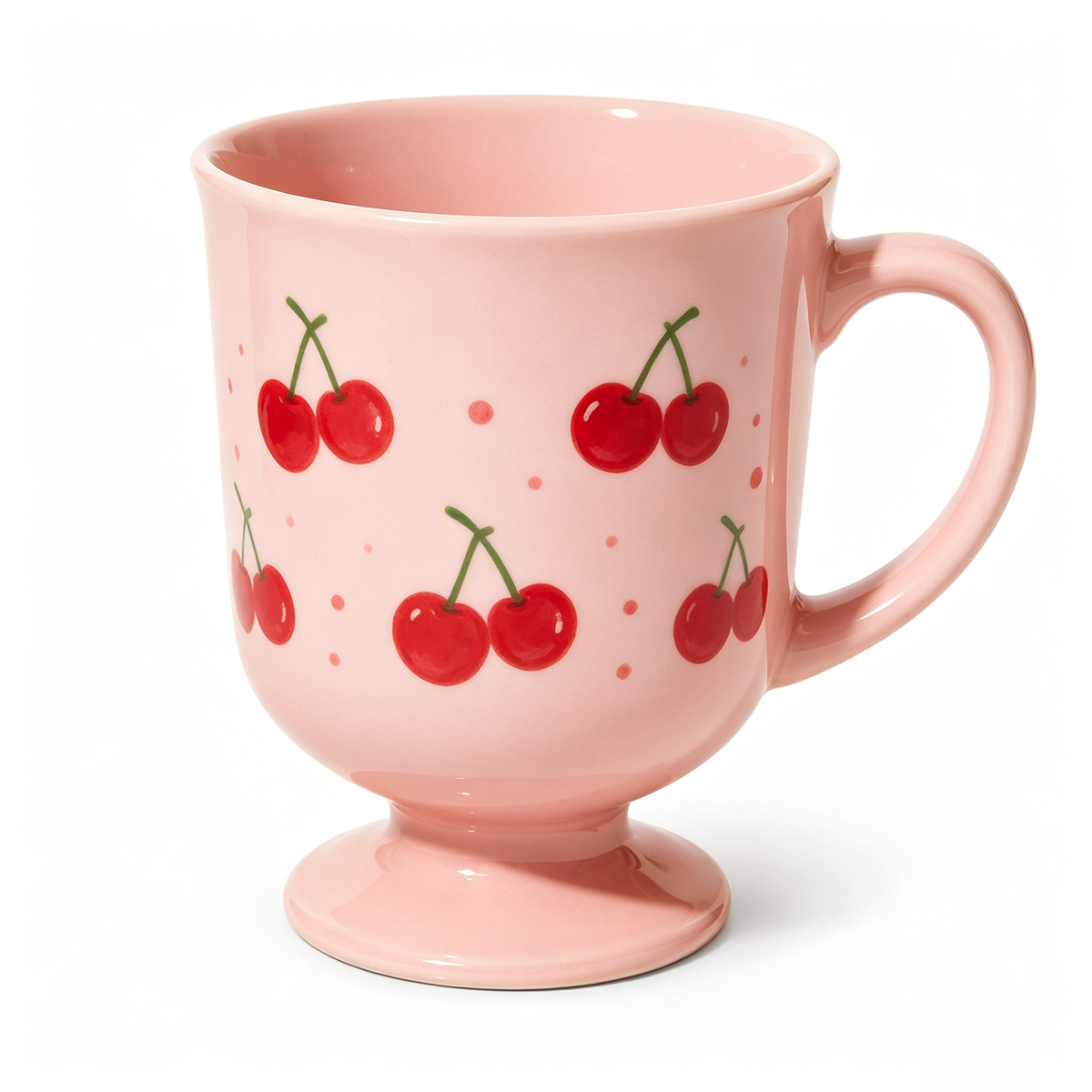 Sweet Cherry Pedestal Ceramic Mug