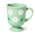 Mint Spring Blossom Pedestal Ceramic Mug