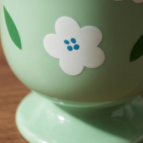 Mint Spring Blossom Pedestal Ceramic Mug