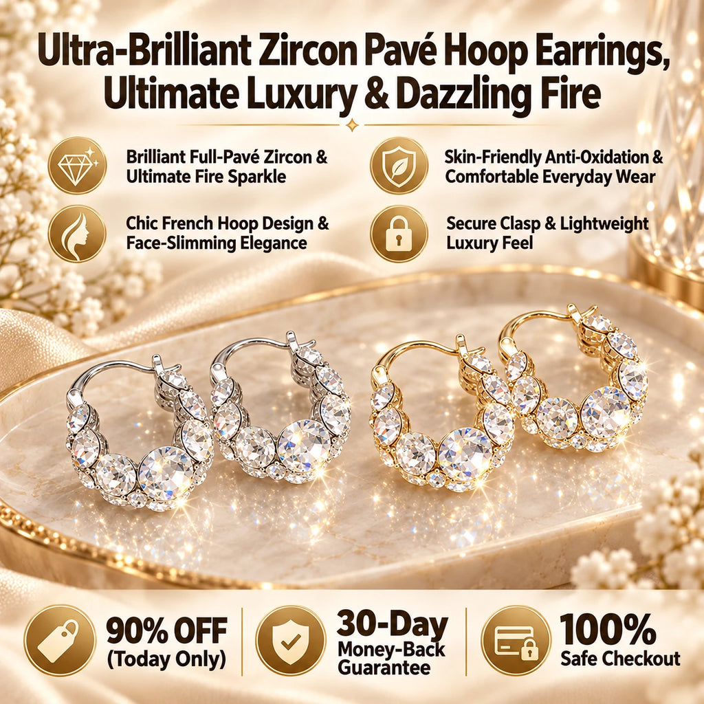 🔥 LAST DAY 90% OFF : Ultra-Brilliant Pavé Huggie Hoop Earrings – French Graduated Sparkle & All-Day Comfort