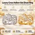 🔥 LAST DAY 90% OFF : Luxury Cross Hollow-Out Diamond Statement Ring – Multi-Band Elegance & Red-Carpet Glamour