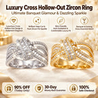 🔥 LAST DAY 90% OFF : Luxury Cross Hollow-Out Diamond Statement Ring – Multi-Band Elegance & Red-Carpet Glamour