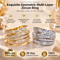 🔥 LAST DAY 90% OFF | Geometric Multi-Layer Zircon Statement Ring – Interwoven Pavé Brilliance & Comfort-Fit Design