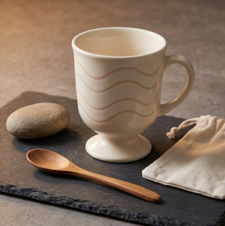 Minimalist Sand Wave Pedestal Mug