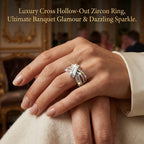 🔥 LAST DAY 90% OFF : Luxury Cross Hollow-Out Diamond Statement Ring – Multi-Band Elegance & Red-Carpet Glamour