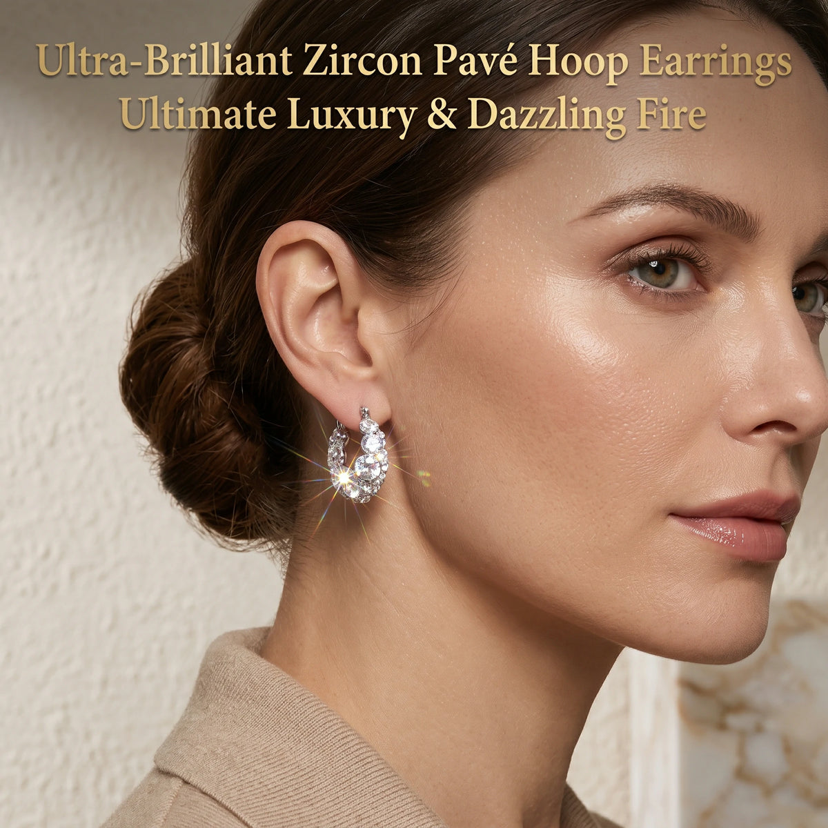 🔥 LAST DAY 90% OFF : Ultra-Brilliant Pavé Huggie Hoop Earrings – French Graduated Sparkle & All-Day Comfort