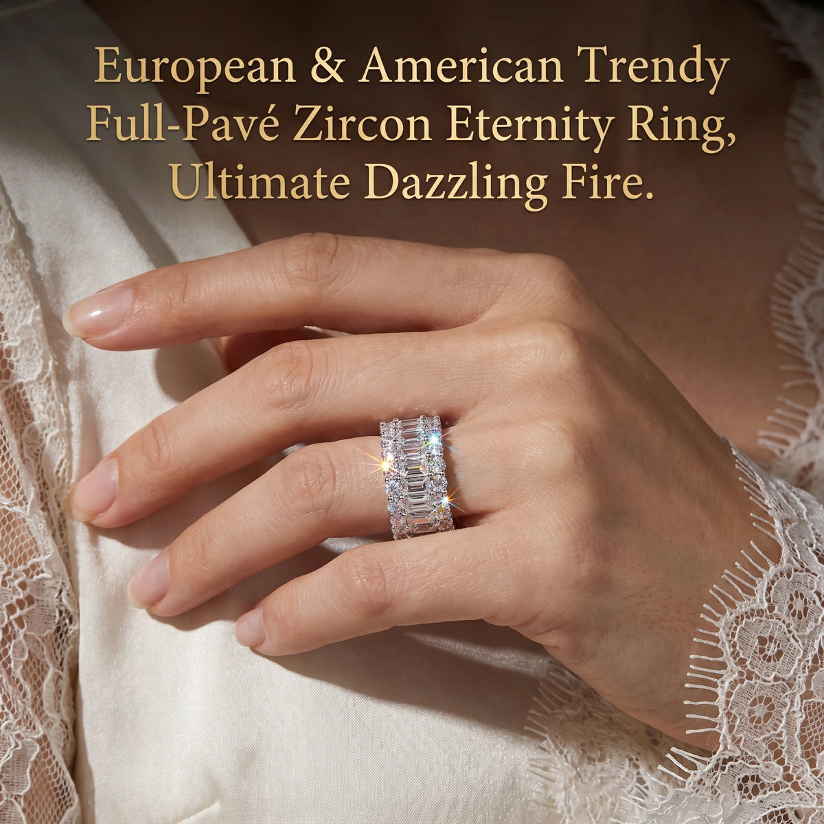🔥 LAST DAY 90% OFF : Full-Pavé Zircon Multi-Row Eternity Ring – Ultimate Dazzling Fire & Ergonomic Comfort