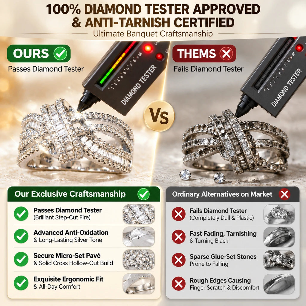 🔥 LAST DAY 90% OFF : Luxury Cross Hollow-Out Diamond Statement Ring – Multi-Band Elegance & Red-Carpet Glamour