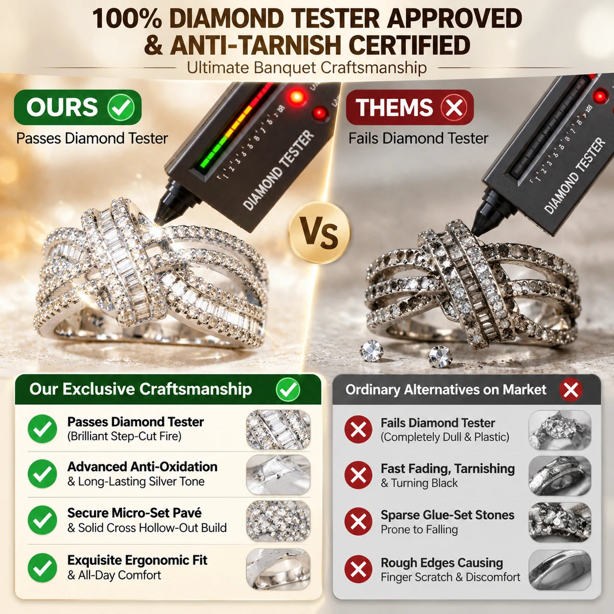 🔥 LAST DAY 90% OFF : Luxury Cross Hollow-Out Diamond Statement Ring – Multi-Band Elegance & Red-Carpet Glamour