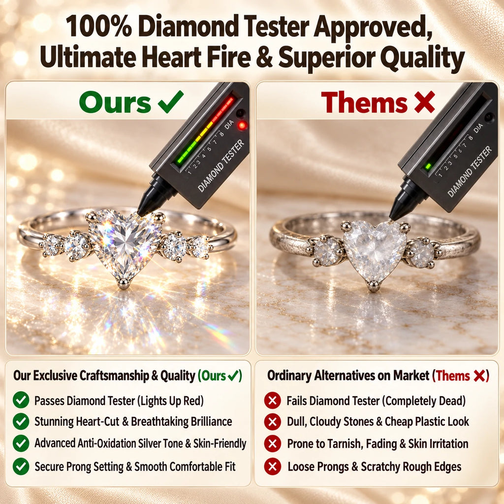 🔥 LAST DAY 90% OFF : Romantic Heart-Shaped Moissanite Solitaire Ring – Eternal Love & Five-Figure Diamond Fire