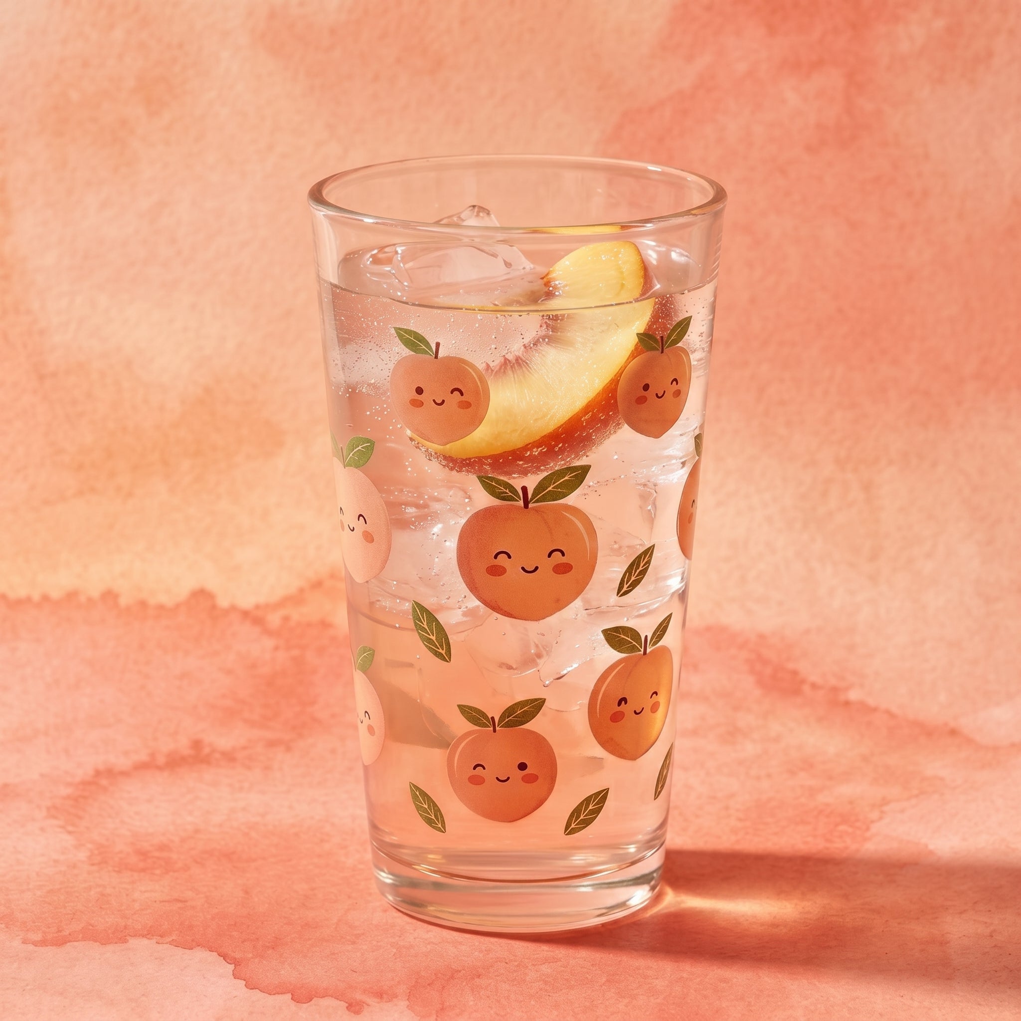 Sweet Peach Delight Floral Glass Tumbler