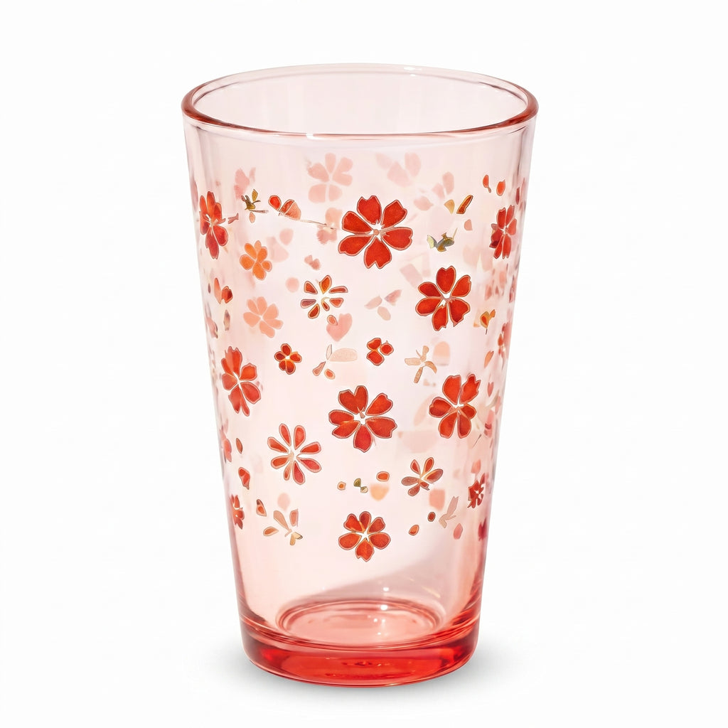 Crimson Sakura Pink Glass Tumbler
