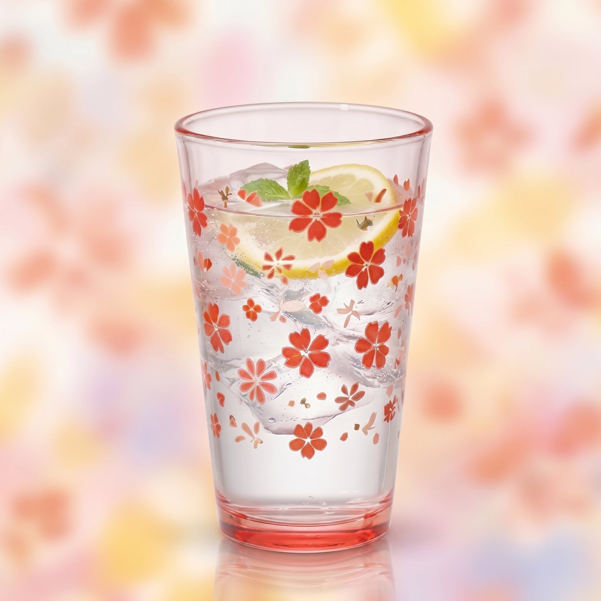 Crimson Sakura Pink Glass Tumbler