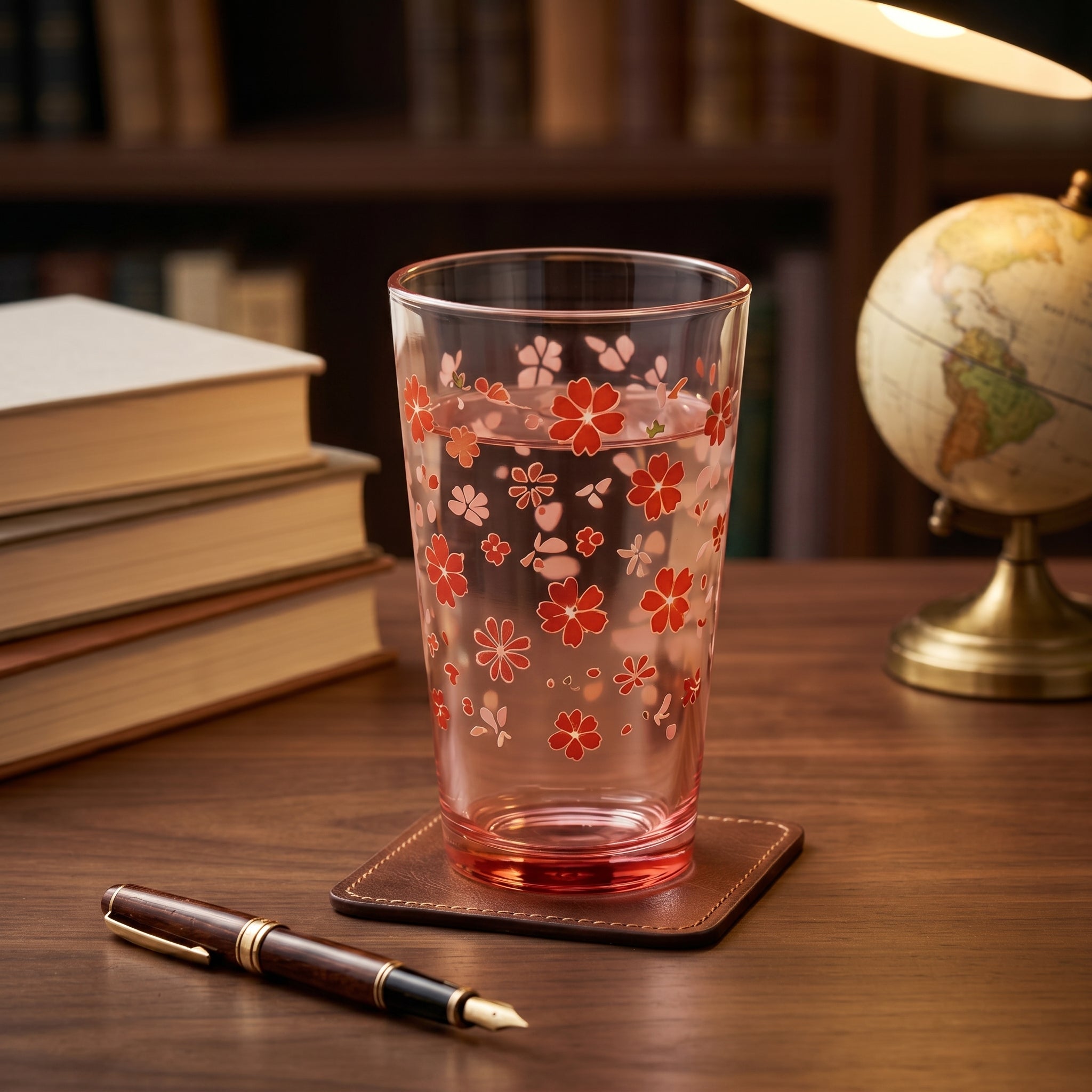 Crimson Sakura Pink Glass Tumbler