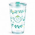 Whimsical Teapot Glass Travel Tumbler with Lid