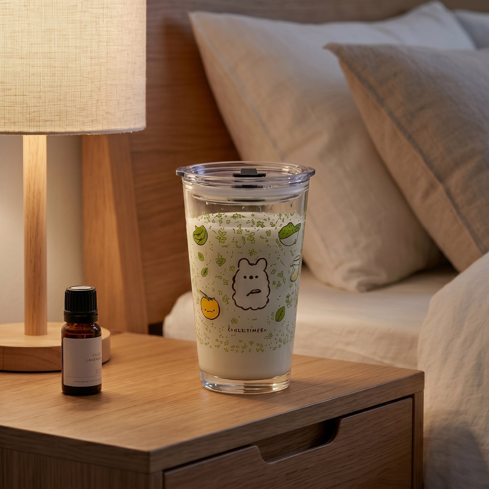Hana and Usagi Botanical Glass Travel Tumbler with Lid