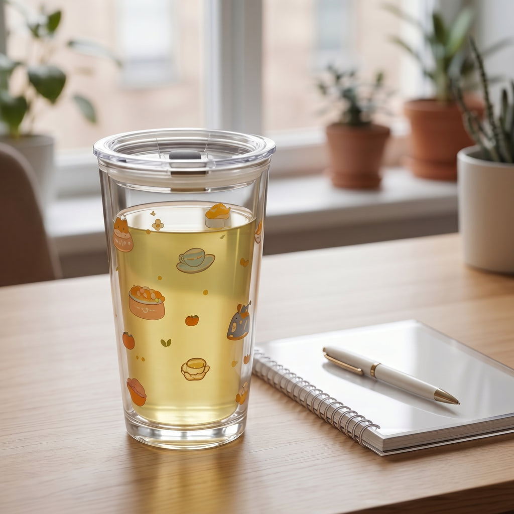 Mofusand Cozy Cafe Double-Walled Travel Tumbler with Lid