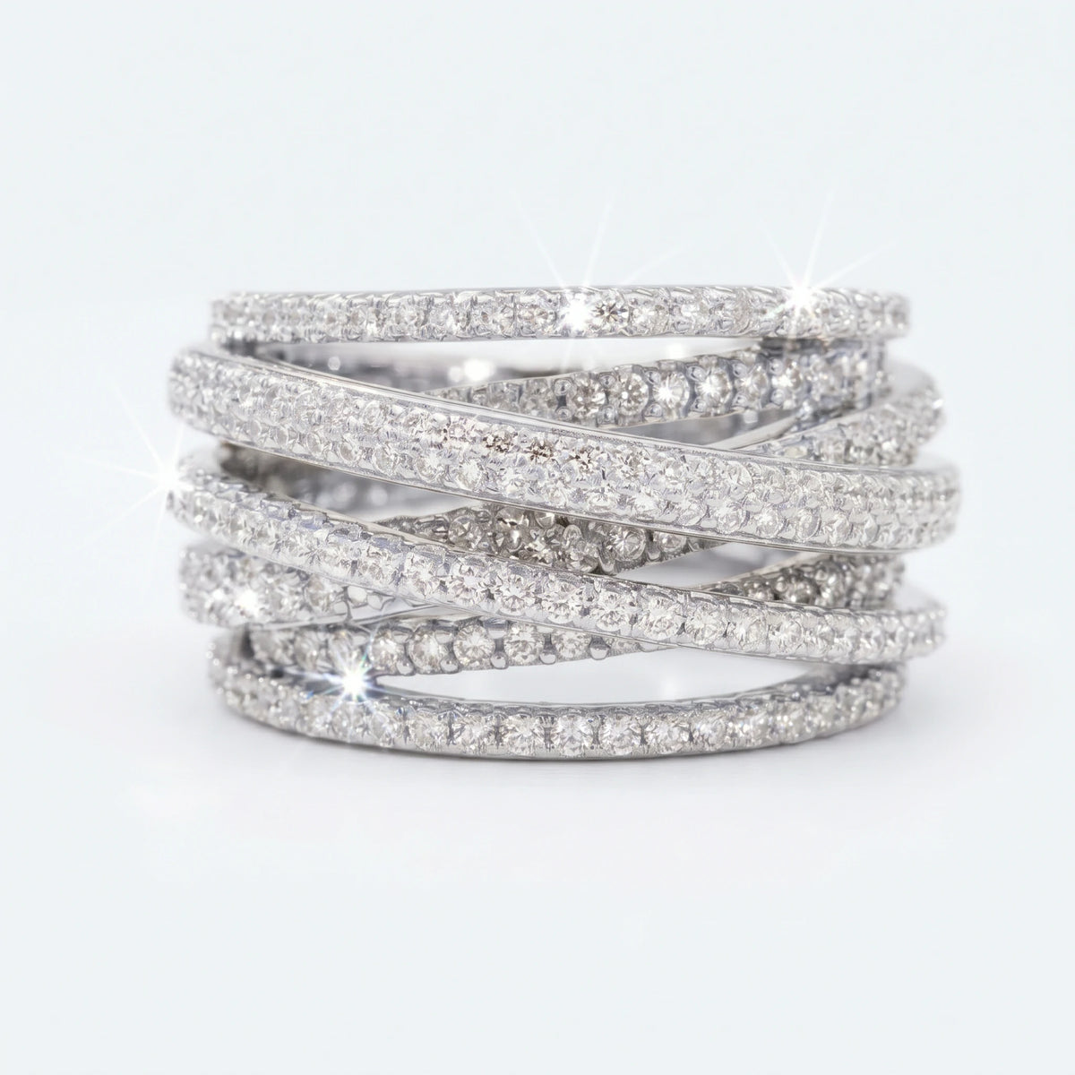 🔥 LAST DAY 90% OFF | Geometric Multi-Layer Zircon Statement Ring – Interwoven Pavé Brilliance & Comfort-Fit Design