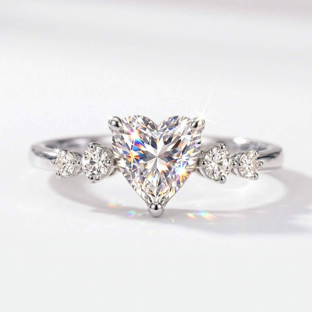 🔥 LAST DAY 90% OFF : Romantic Heart-Shaped Moissanite Solitaire Ring – Eternal Love & Five-Figure Diamond Fire
