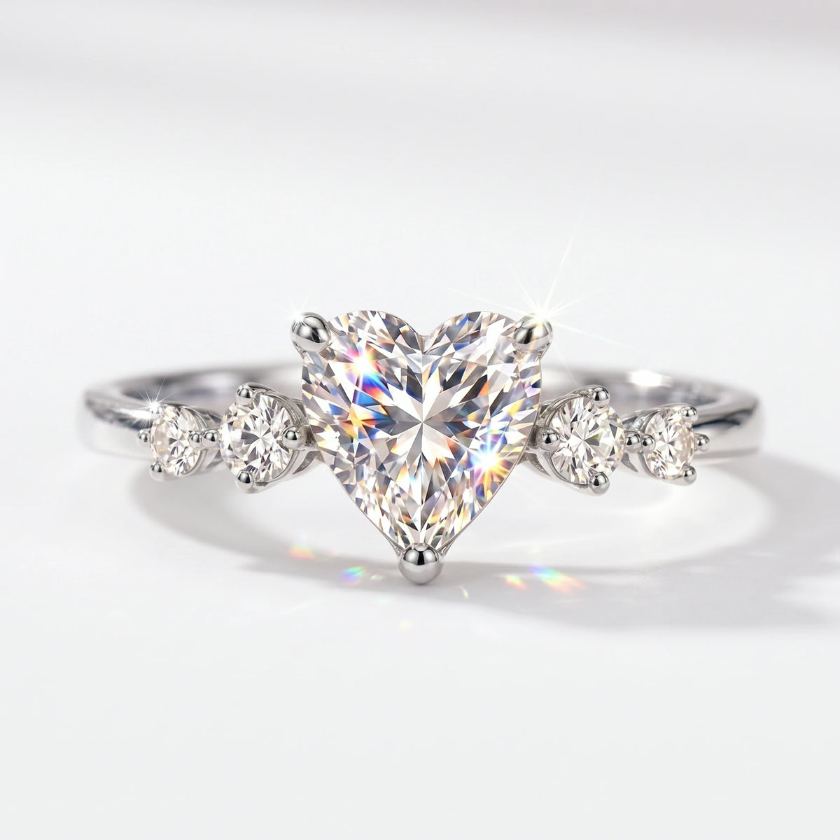 🔥 LAST DAY 90% OFF : Romantic Heart-Shaped Moissanite Solitaire Ring – Eternal Love & Five-Figure Diamond Fire