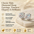 🔥 LAST DAY 90% OFF : Classic Halo Diamond Huggie Hoop Earrings – Timeless Elegance & Secure Brilliance