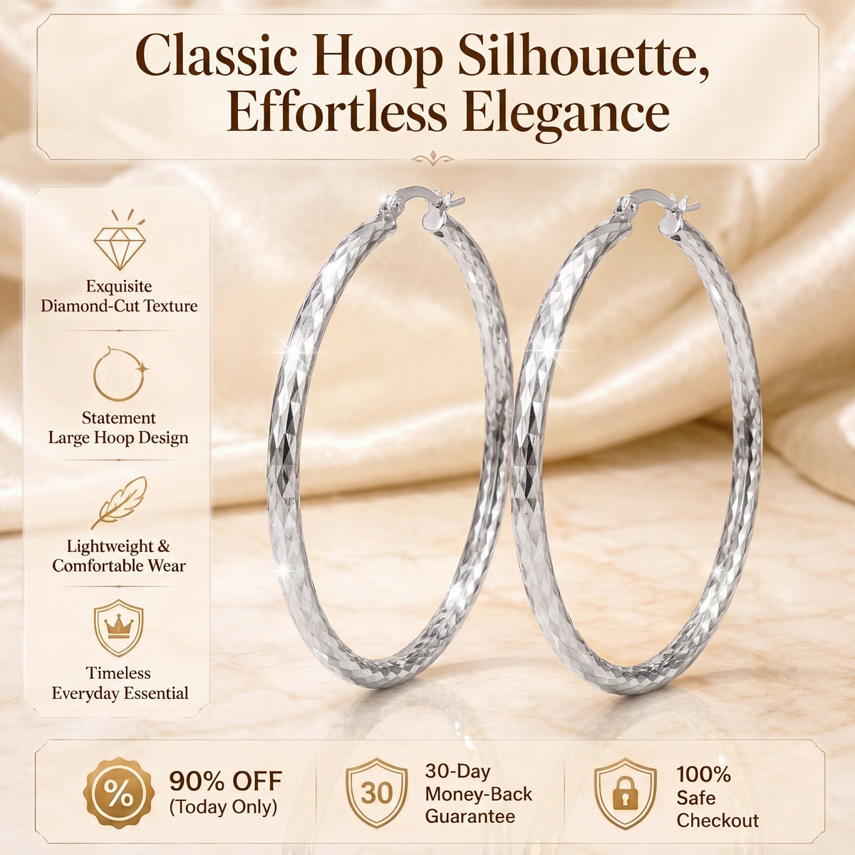 🔥 LAST DAY 90% OFF: The "Diamond-Cut" Lightweight Statement Hoops
