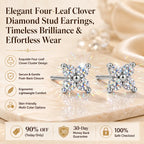 🔥 LAST DAY 90% OFF : Elegant Four-Leaf Clover Moissanite Diamond Stud Earrings – Timeless Luxury & 100% Diamond Tester Approved