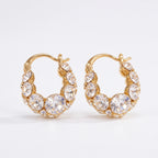 🔥 LAST DAY 90% OFF : Ultra-Brilliant Pavé Huggie Hoop Earrings – French Graduated Sparkle & All-Day Comfort