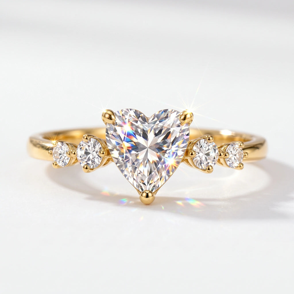 🔥 LAST DAY 90% OFF : Romantic Heart-Shaped Moissanite Solitaire Ring – Eternal Love & Five-Figure Diamond Fire