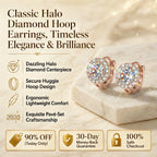 🔥 LAST DAY 90% OFF : Classic Halo Diamond Huggie Hoop Earrings – Timeless Elegance & Secure Brilliance