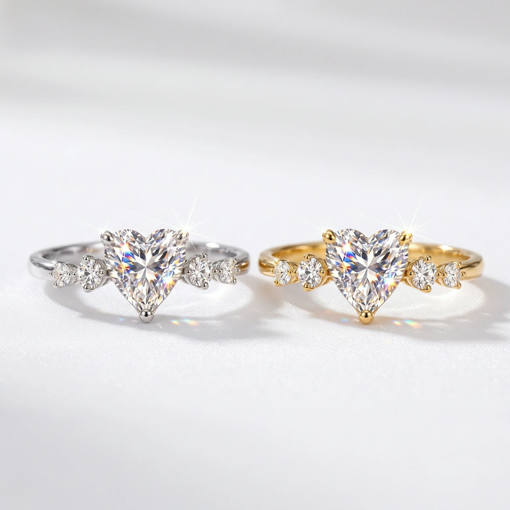 🔥 LAST DAY 90% OFF : Romantic Heart-Shaped Moissanite Solitaire Ring – Eternal Love & Five-Figure Diamond Fire