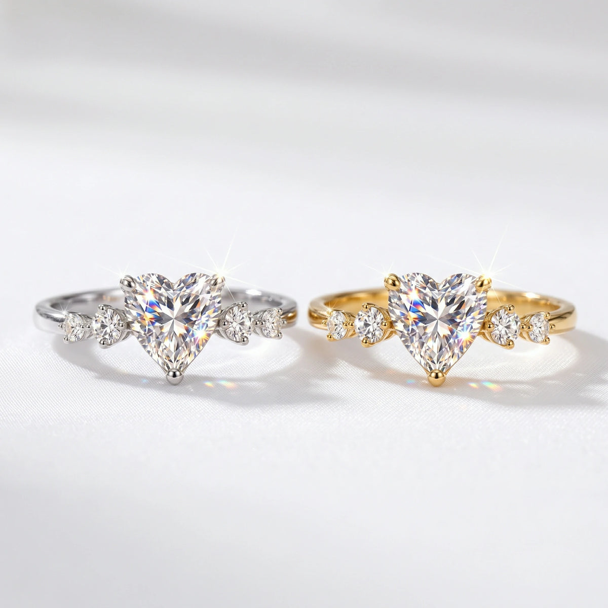 🔥 LAST DAY 90% OFF : Romantic Heart-Shaped Moissanite Solitaire Ring – Eternal Love & Five-Figure Diamond Fire
