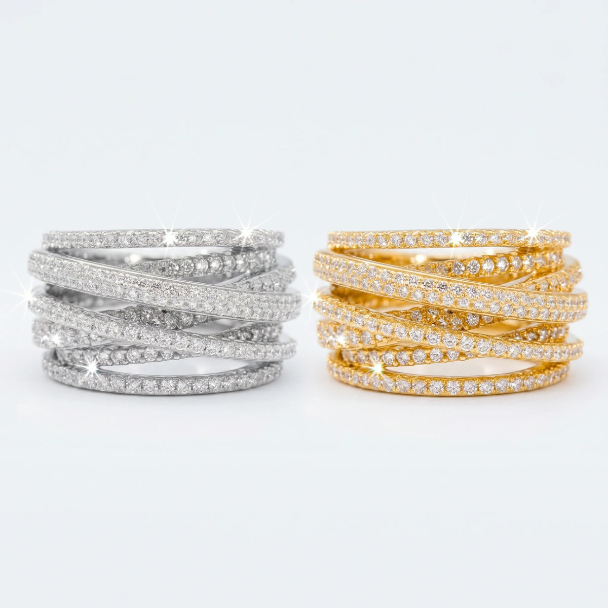 🔥 LAST DAY 90% OFF | Geometric Multi-Layer Zircon Statement Ring – Interwoven Pavé Brilliance & Comfort-Fit Design